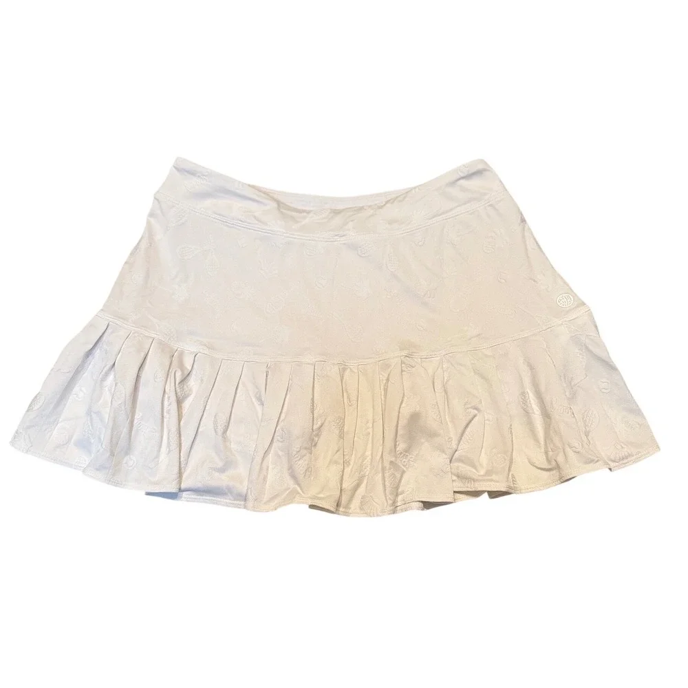 Lilly Pulitzer Luxletic Tennis Time Embossed Mini Skirt Skort Prep Pickleball M